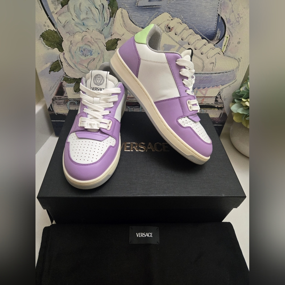 Versace Medusa Insignia Leather Sneakers W Box Women Size 9.5 Men 8 - Picture 5 of 15